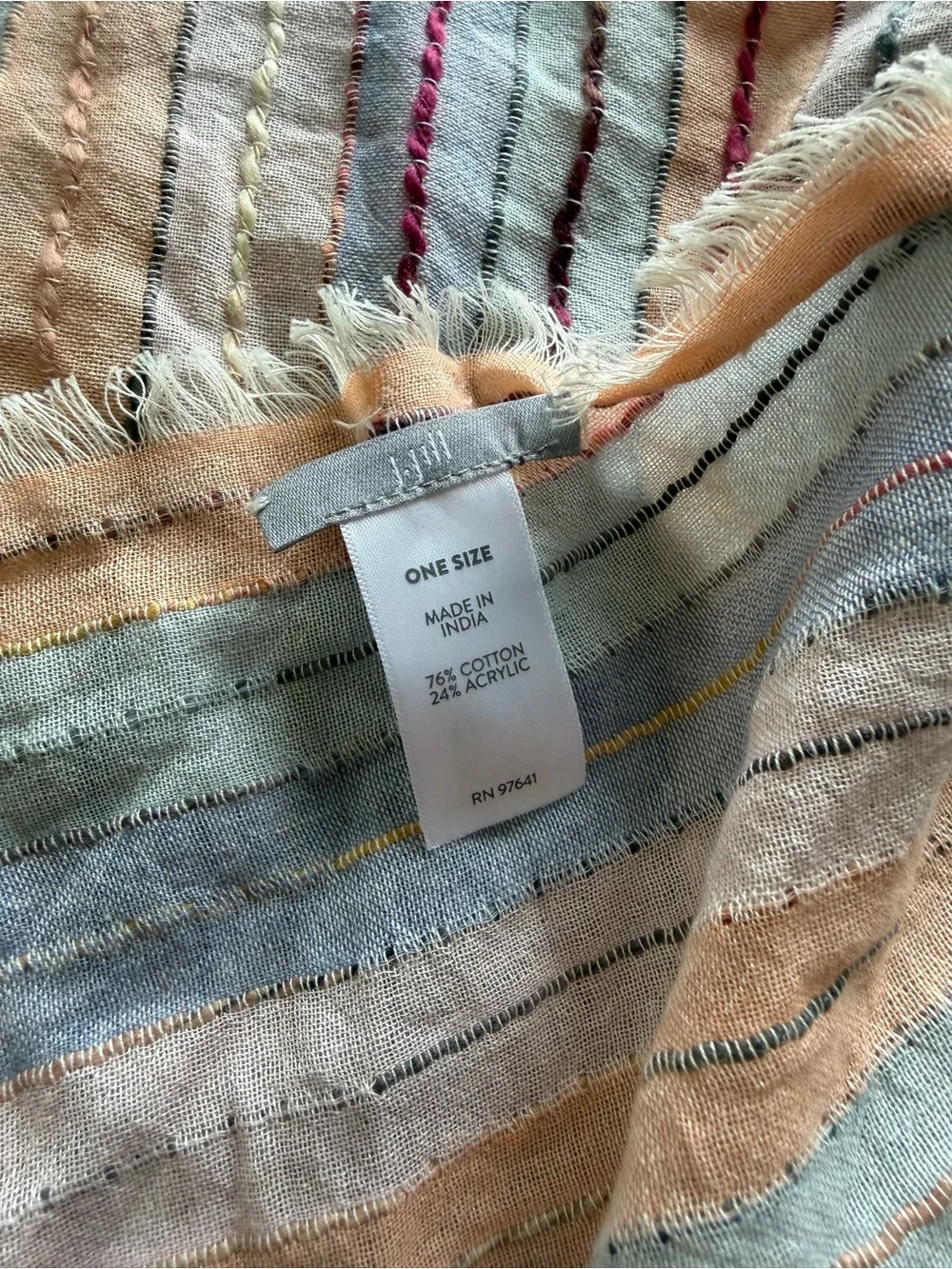J. Jill Lightweight Striped Scarf in Peach, Light Blue, Cream